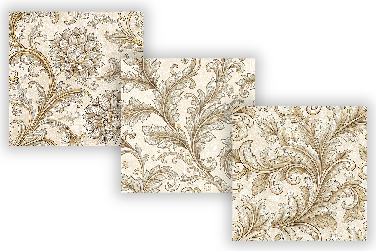 Ivory Luxury Vintage Patterns Bundle, a Pattern Graphic by FloridPrintables (Photo 3 of 6)