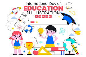 11 International Day of Education, an Education Illustration by denayunebgt