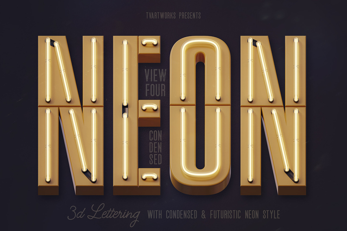 Condensed Neon 3D Lettering, a Graphic by TVartworks (Photo 5 of 21)