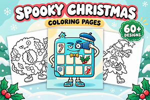 Spooky Christmas Coloring Pages #2, a Seasonal Illustration by Inkivelle Studio