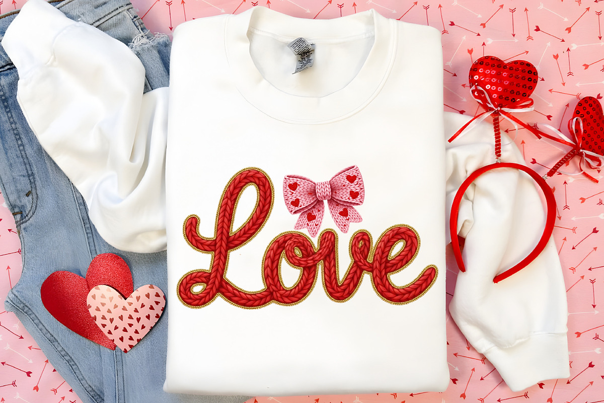 Crochet Pink Love Bow Valentine PNG, an Illustration by Canvas Craft (Photo 5 of 7)