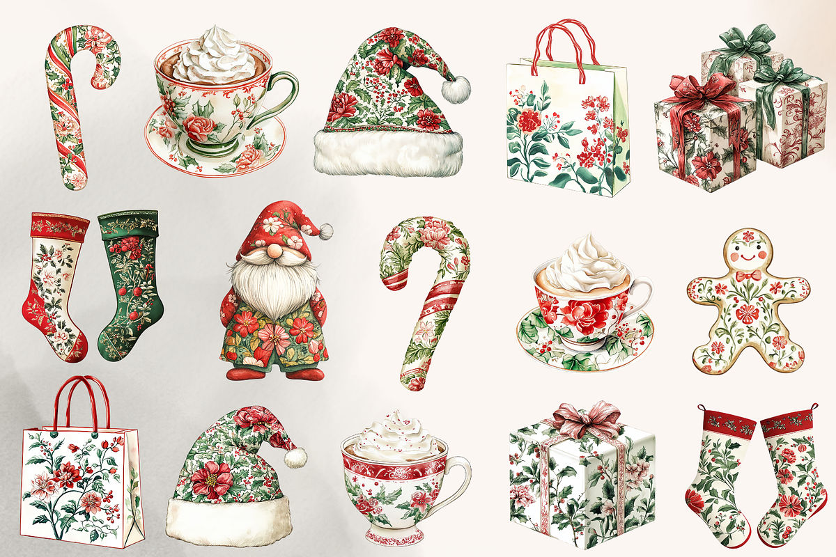 Chinoiserie Red & Green Christmas, an Illustration by NadiaTheronArt (Photo 2 of 4)
