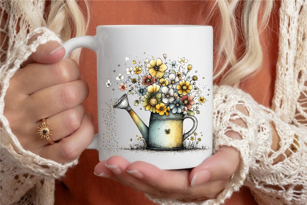 Whimsical Summer Garden Watercolor, an Illustration by designcity5 (Photo 5 of 5)