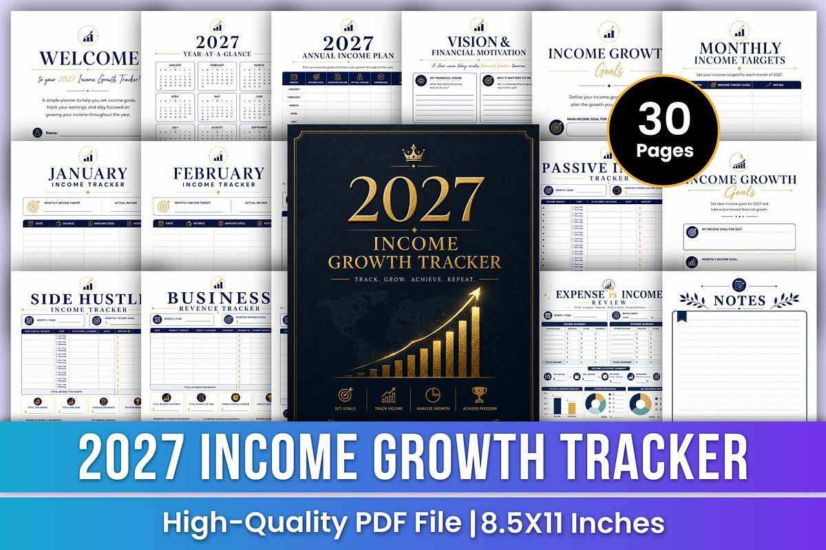 2027 Income Growth Tracker Kdp, a Stationery Template by Mustafiz (Photo 1 of 4)
