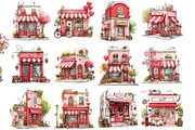 Cute Valentine Shop Clipart, an Illustration by DreamArtGraphic (Thumbnail 2 of 4)