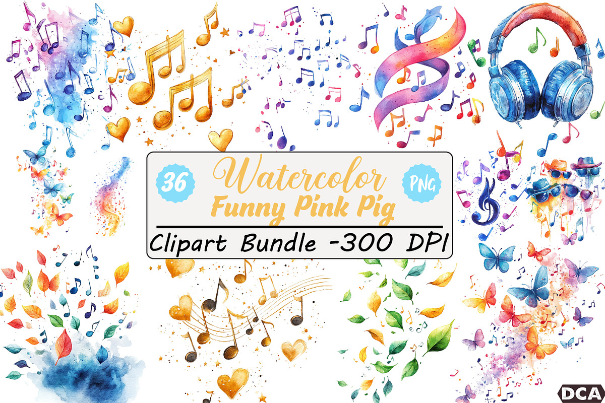 Musical Notes Clipart Bundle, an Illustration by DreamCafeArt (Photo 1 of 9)