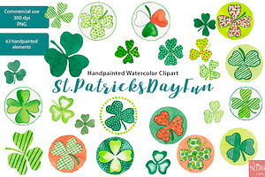 Watercolor Clipart St Patricks Day