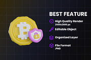 Bitcoin 3D Icon, an Object Graphic by Artnivora.Std (Thumbnail 3 of 4)