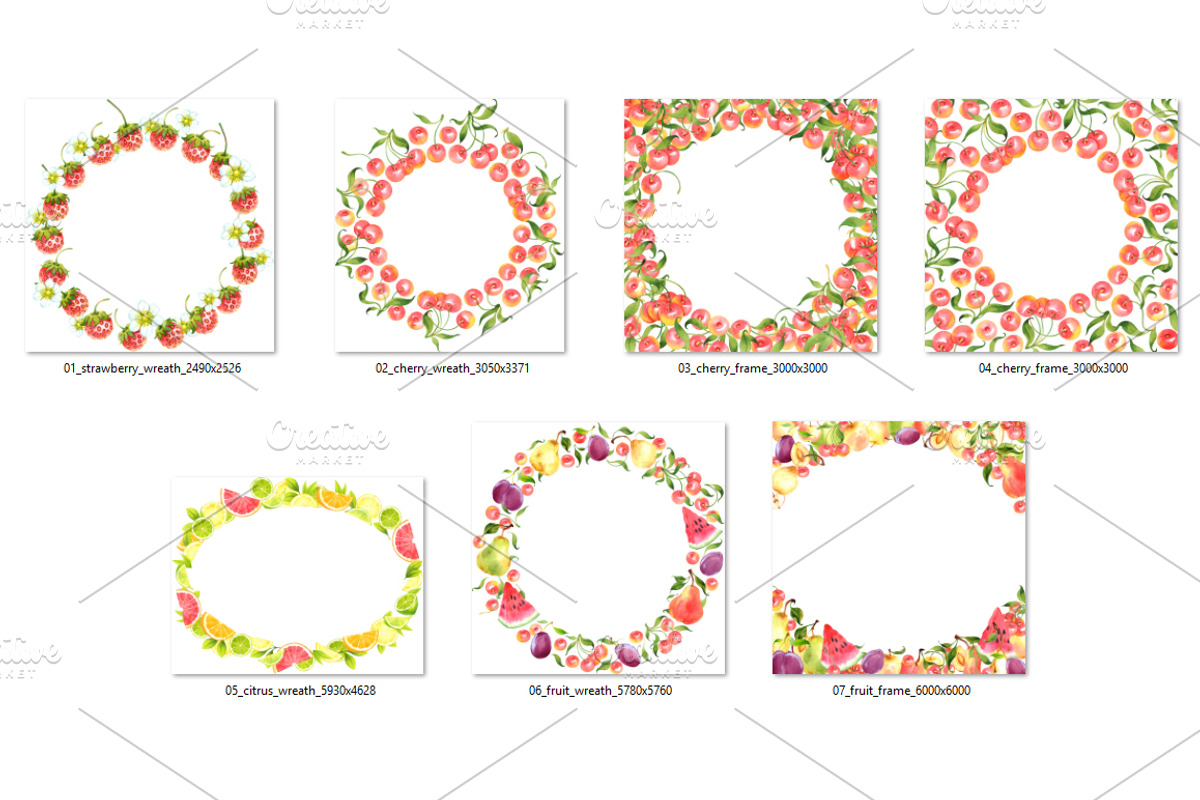 Fruit wreaths and frames, a Food Illustration by Evgeniia Zagreeva (Photo 2 of 3)