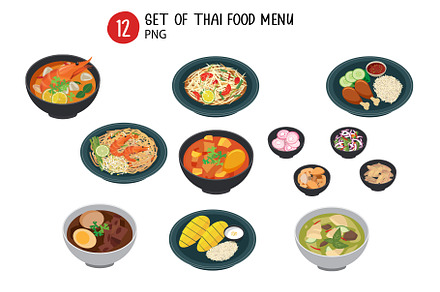 Set of thai food menu