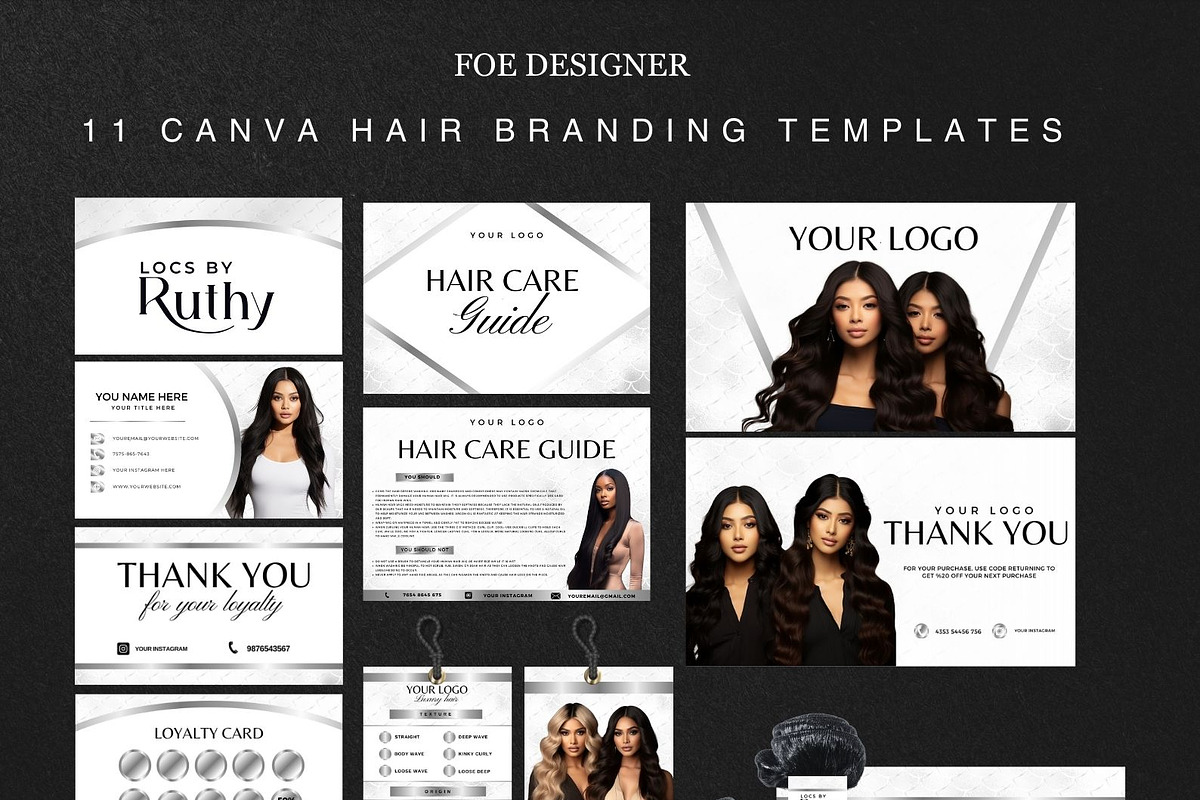 Luxury hair branding kit templates C, a Branding & Logo Template by Foedesigner (Photo 1 of 8)