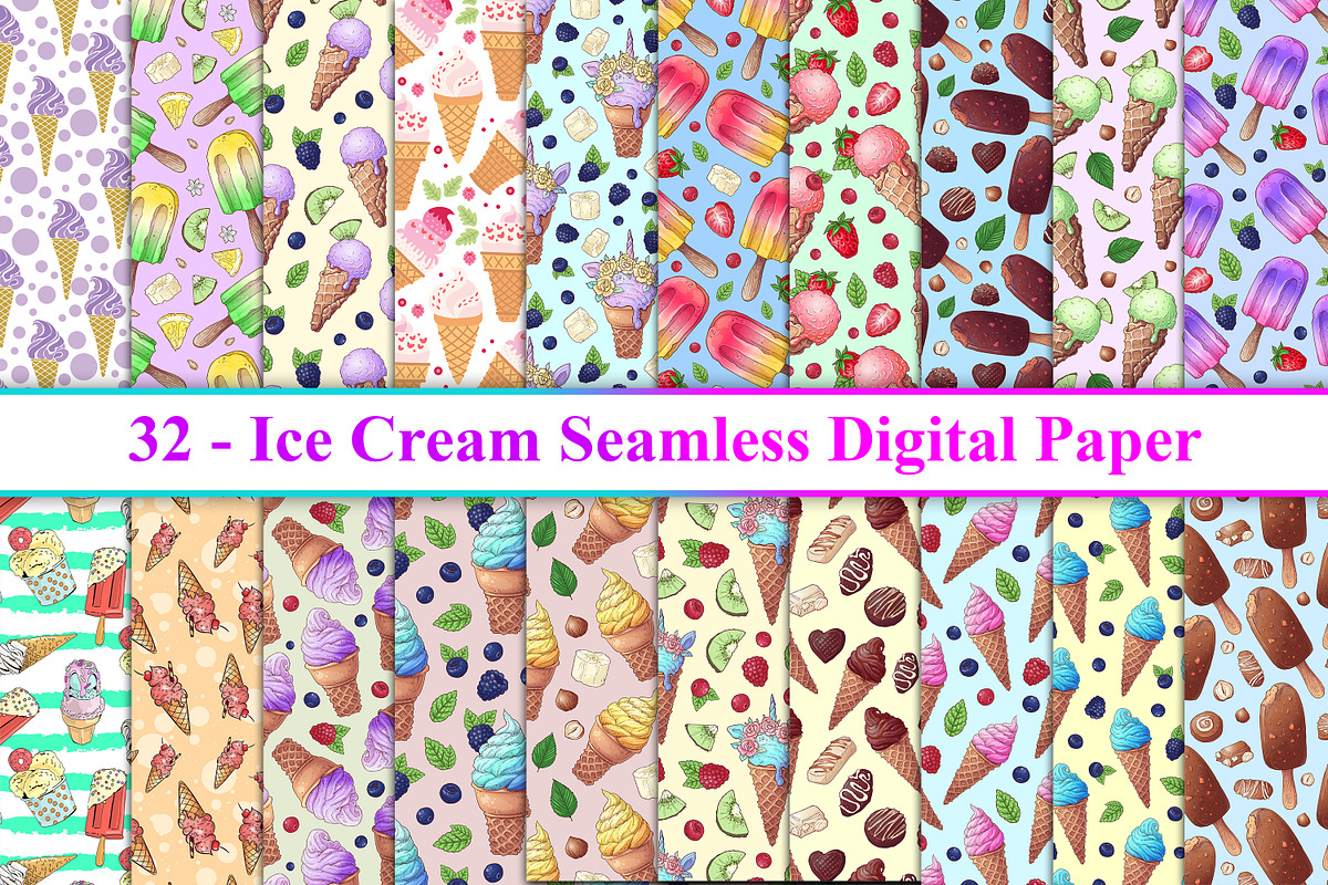 Ice Cream Seamless Pattern, a Pattern Graphic by Digital Studio (Photo 1 of 4)