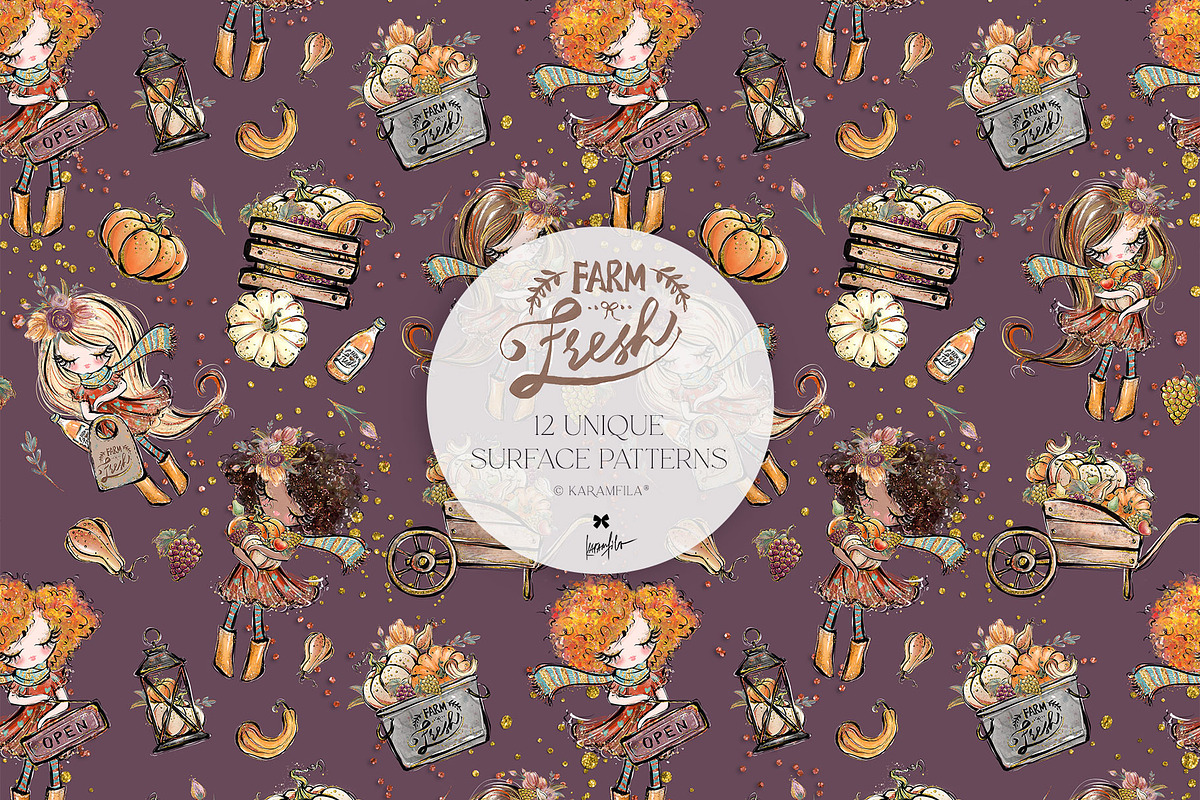 Fall Farm Market Seamless Patterns, a Pattern Graphic by KaramfilaS (Photo 5 of 17)