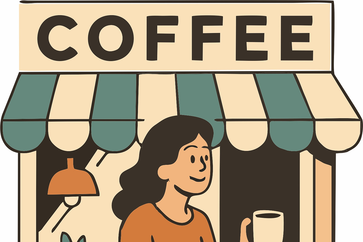 Cozy Café Life – Coffee Shop Set, a Person Illustration by Dikdoots (Photo 2 of 3)
