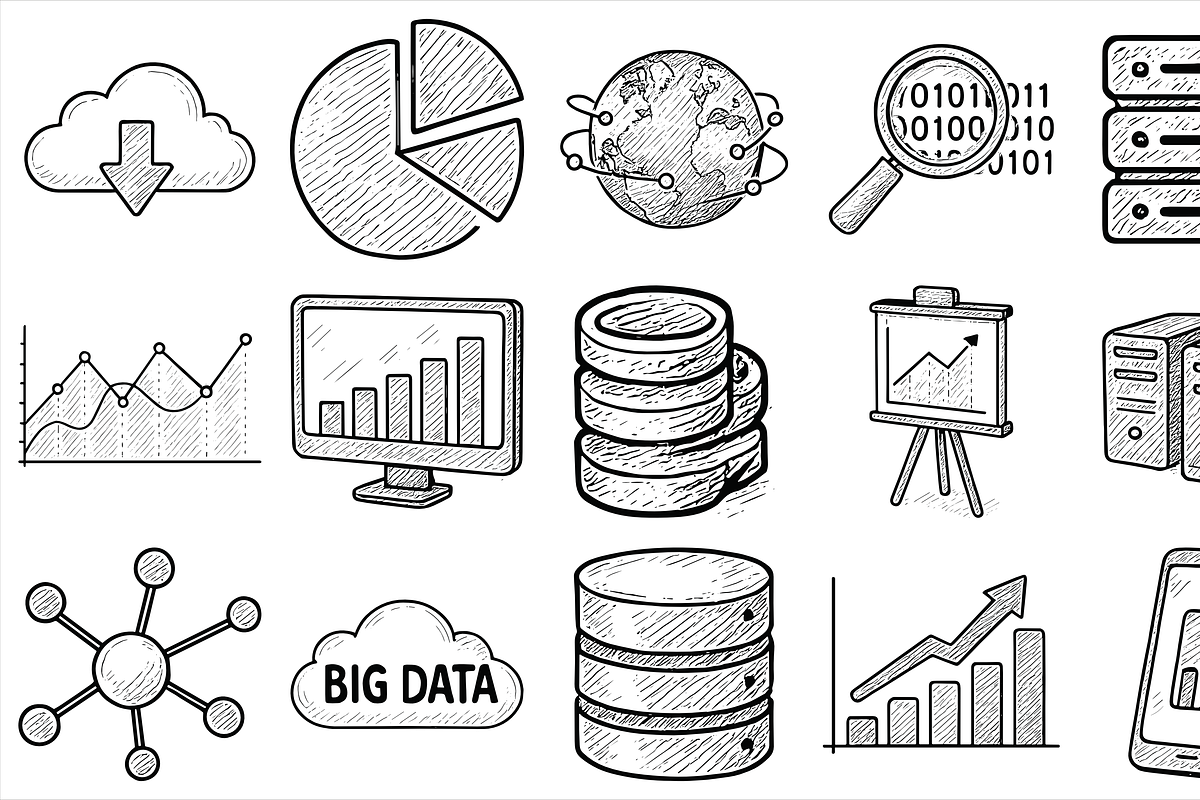 Big Data Icons, an Object Graphic by nikagraphic
