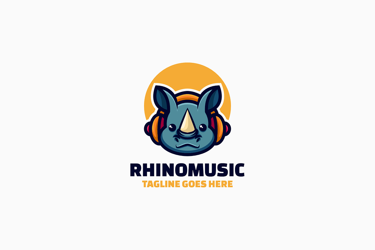 Rhino Mascot Cartoon Logo, a Branding & Logo Template by Artnivora.Std