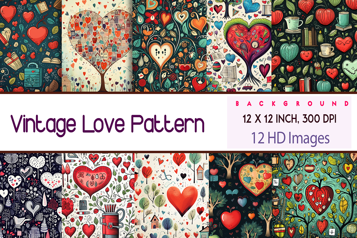 Vintage Love Pattern, a Background Graphic by Printable Treasure (Photo 1 of 4)