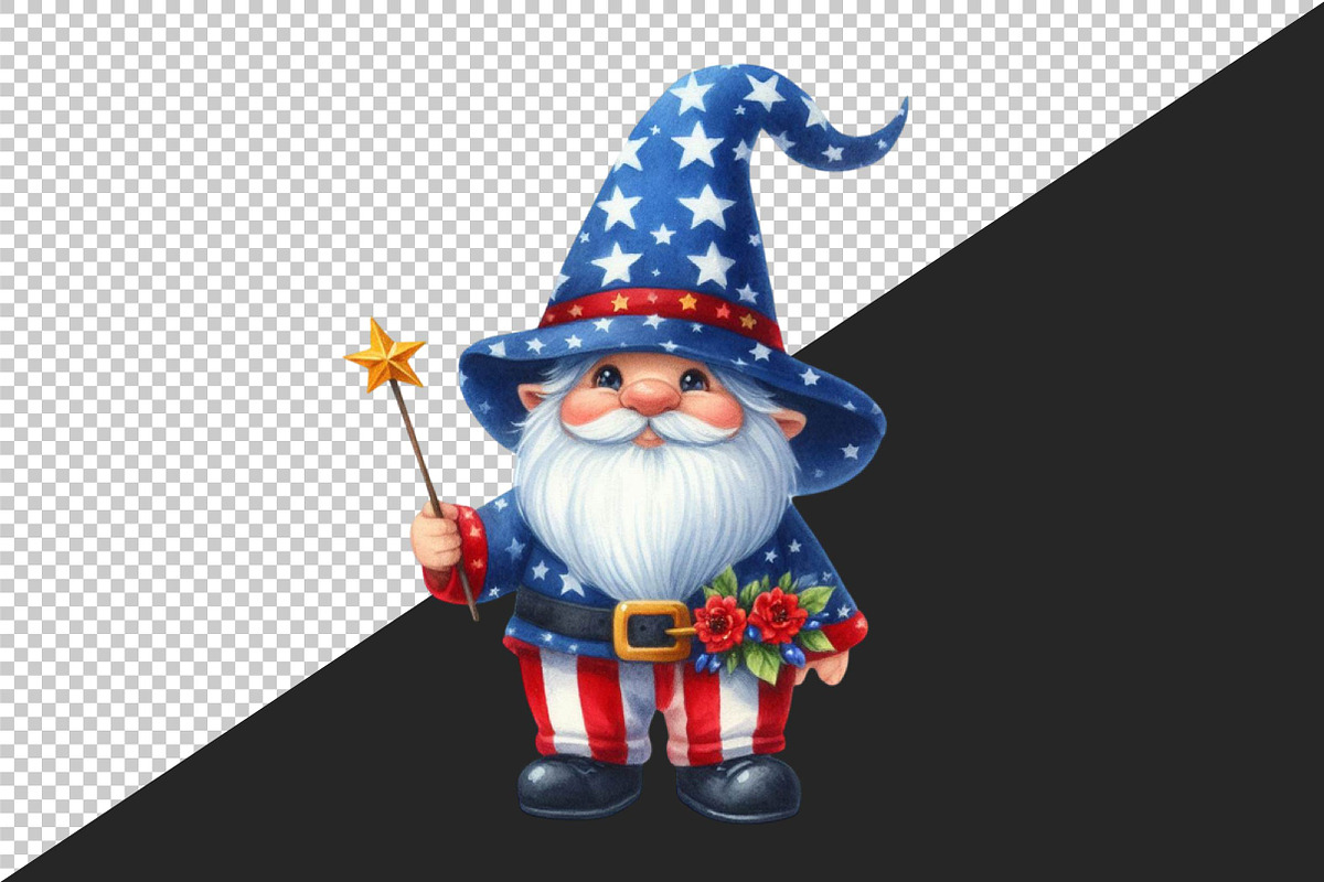 Watercolor Patriotic Gnomes Clipart, an Animal Illustration by Craft Nest (Photo 4 of 4)