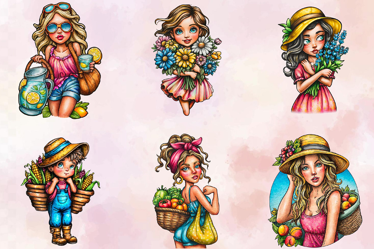 Watercolor Bright Summer Clipart Bun, an Illustration by SVGArt (Photo 3 of 9)