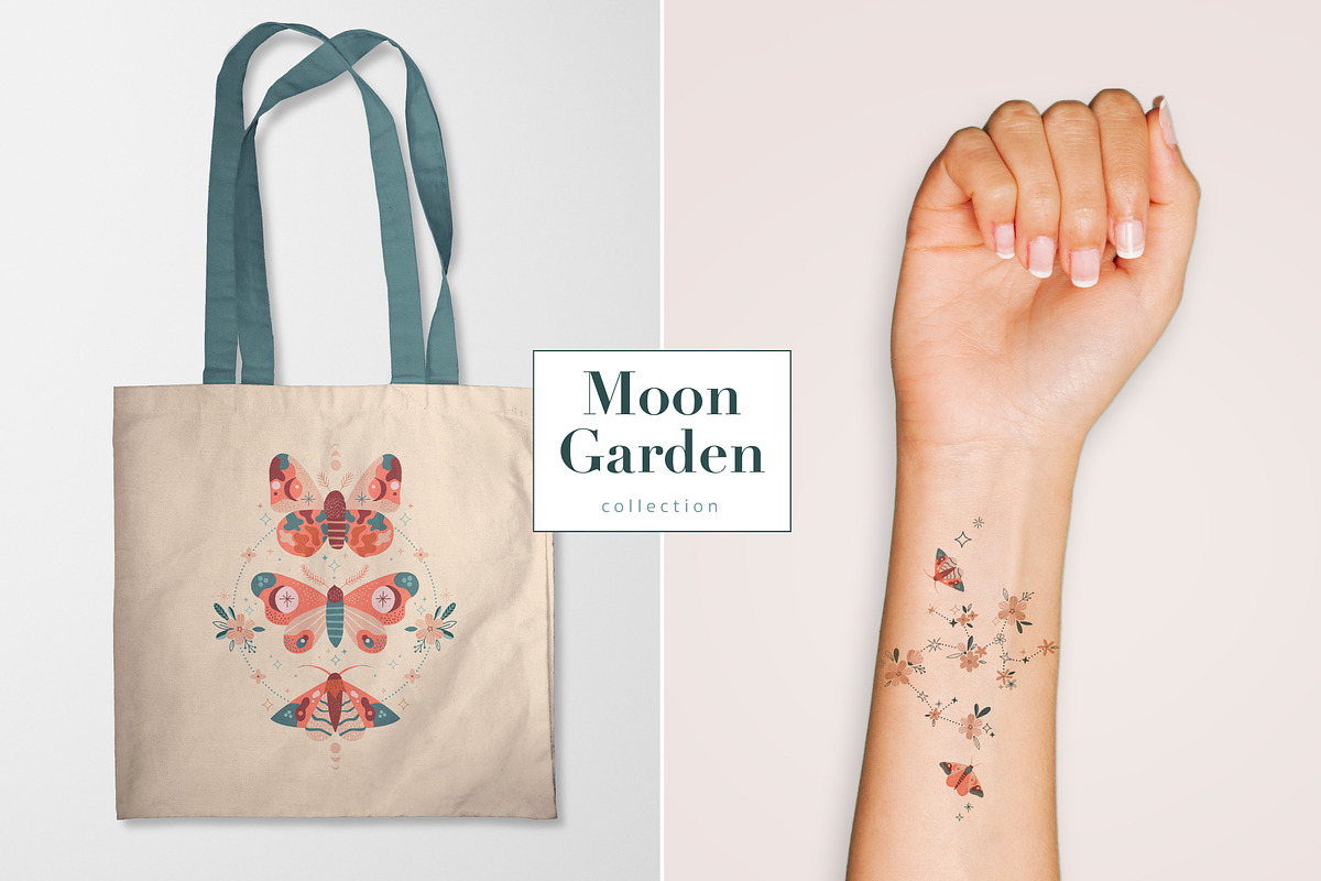 Moon Garden pattern & clipart, a Pattern Graphic by @olga.angelloz (Photo 14 of 16)