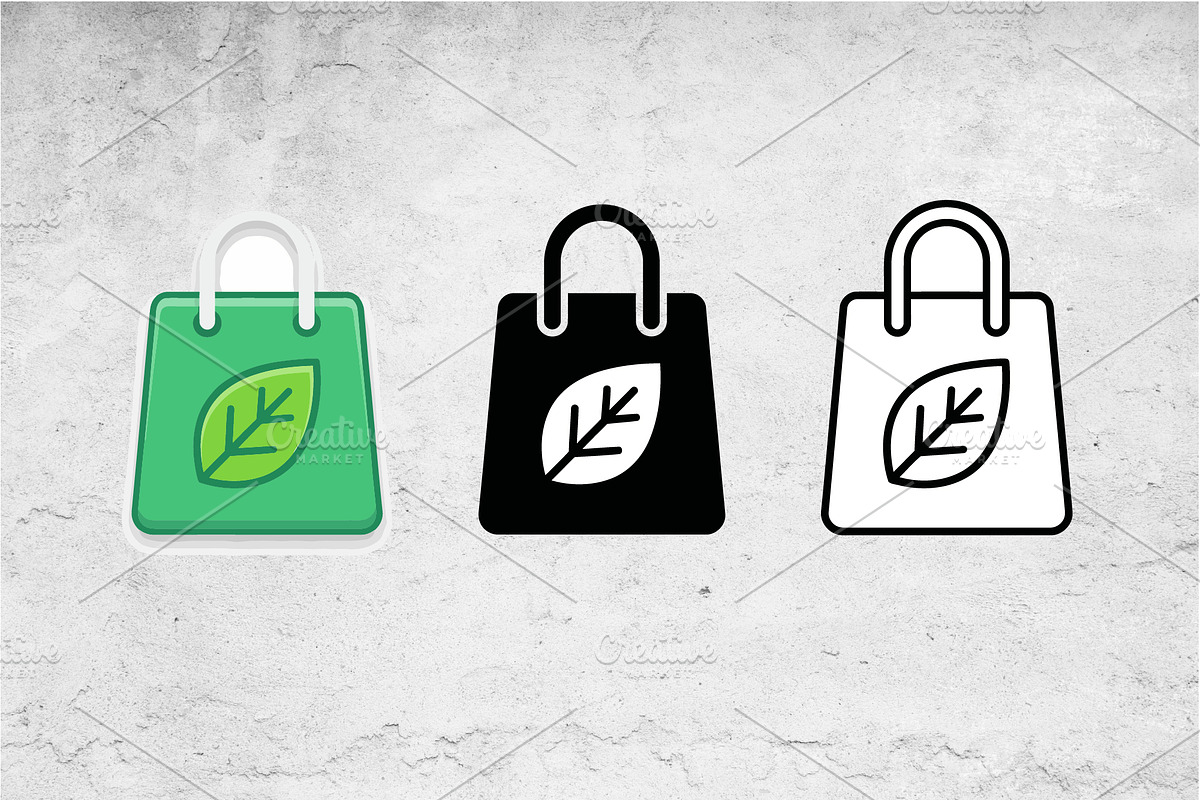 Eco Shopping Bag Icons Vector Set, an Outline Icon by Artonix (Photo 2 of 2)