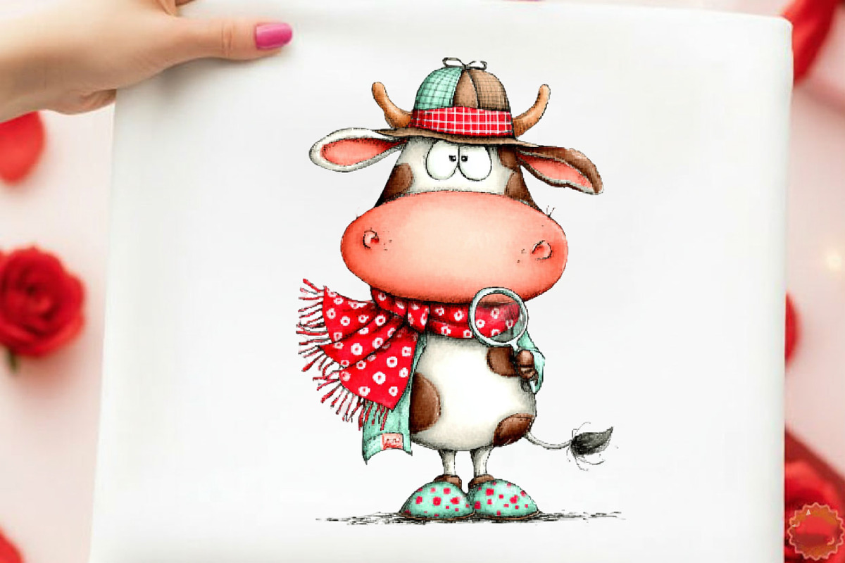 Whimsical Easter Cow Clipart, an Illustration by designcity5 (Photo 3 of 5)