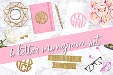 4 Letter Circle Monogram Font & Kit
