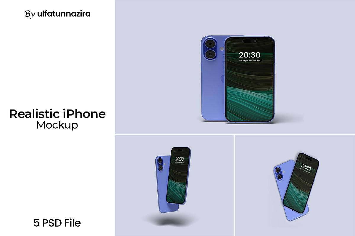Realistic iPhone Mockup, an iPhone Mockup by ulfatunnazira (Photo 1 of 6)