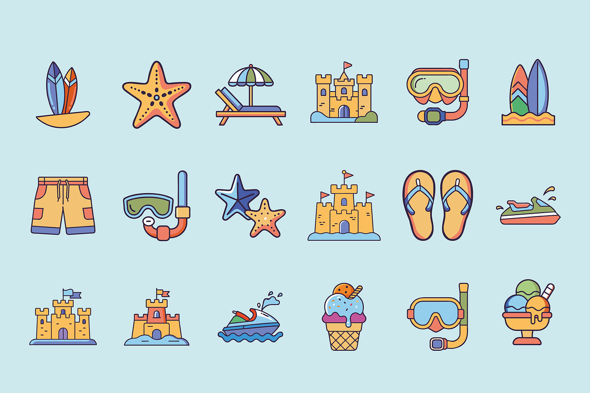 Summer Vacation Icon Set