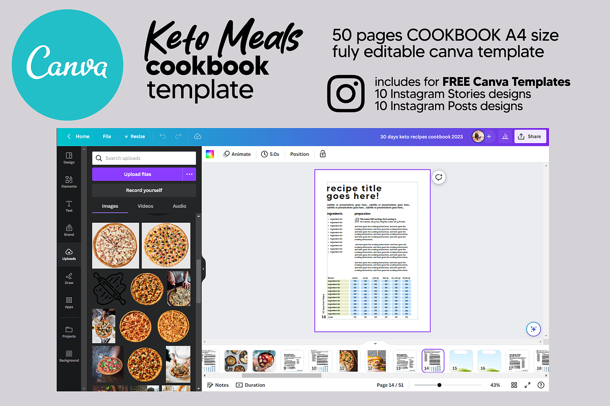 Canva Keto Recipes Cookbook Template, a Magazine Template by DeLaGranSiete (Photo 11 of 11)