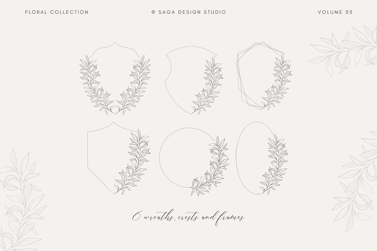 Vintage Floral wreaths and frames, an Illustration by Saga Design Studio (Photo 2 of 5)