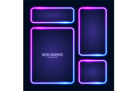 Glowing neon banners, illuminated, an Illustration by 32pixels