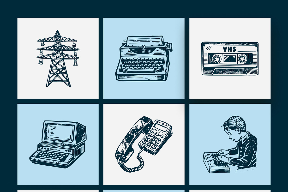 Vintage Communication Illustration, a Technology Illustration by Prosymbols (Photo 9 of 10)