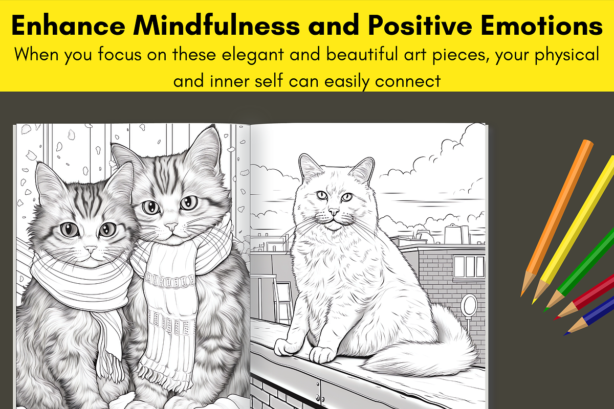 Kawaii Cat Coloring Pages for Adult, a Brochure Template by LA Design (Photo 5 of 10)