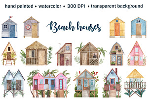 Beach houses PNG clip art