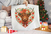 Floral Valentine Heart Highland Cow, an Illustration by CraftArtStudio (Thumbnail 3 of 4)