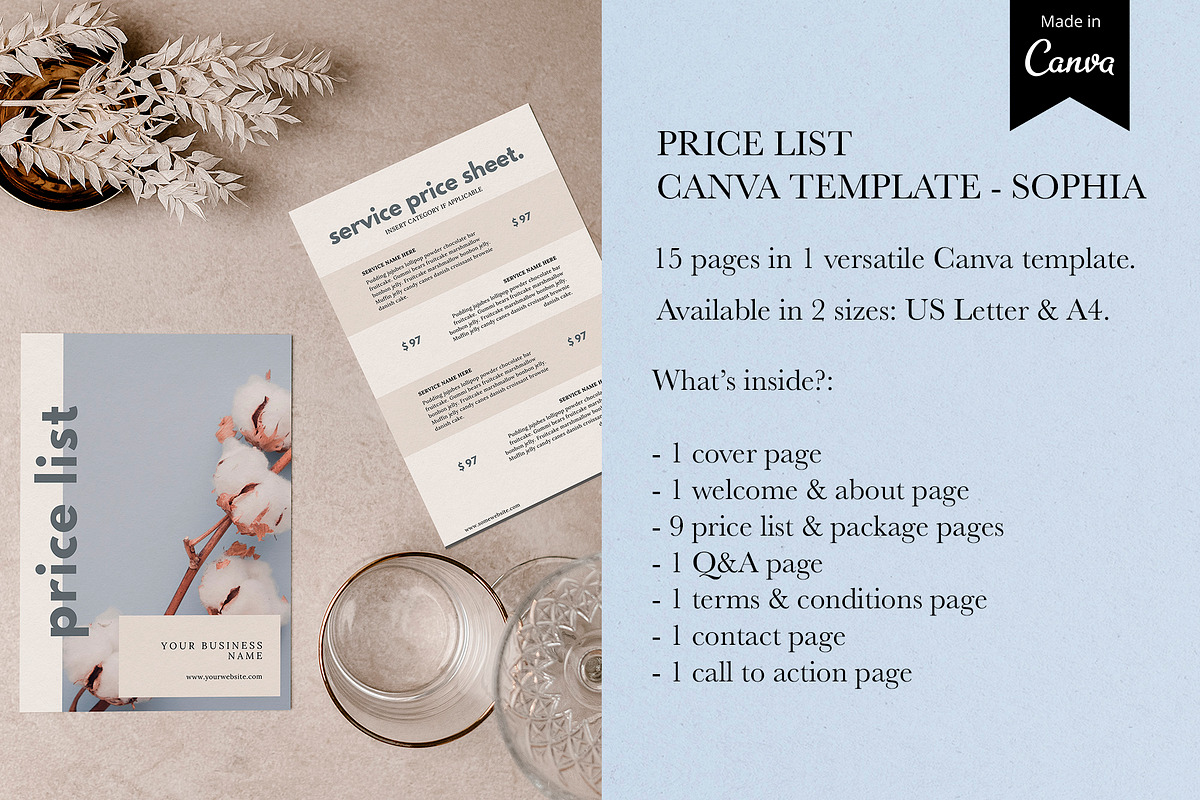 Price List Canva Template | SOPHIA, a Brochure Template by Studio Next (Photo 2 of 8)