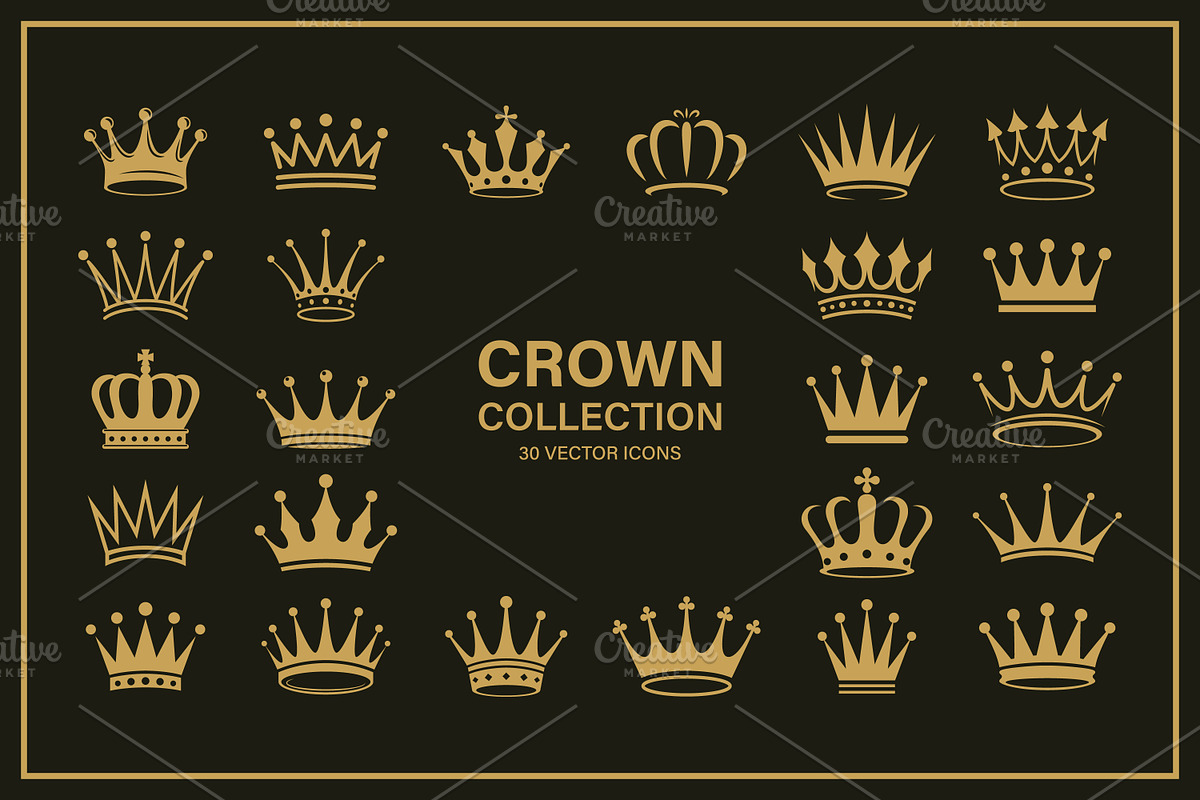 Crown Vector Icons Set, an Object Graphic by Gomolach (Photo 1 of 2)
