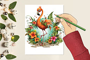 Watercolor Summer Flamingo Clipart, an Illustration by SVGArt (Thumbnail 4 of 9)