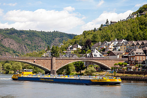 Barge sails on the Rhine river, a Transportation Photo by BOOCYS