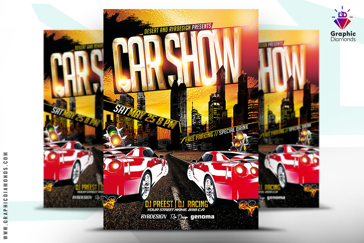 Car Show Flyer PSD + Two Versions, a Flyer Template by GraphicDiamonds (Photo 4 of 7)