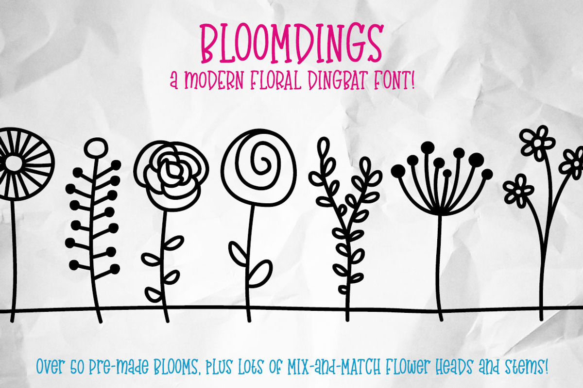 Bloomdings: abstract floral dingbats, a Symbol Font by Missy Meyer (Photo 1 of 4)