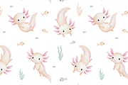 Cute Axolotl-Seamless Set+PNG Files, a Pattern Graphic by tetiartline (Thumbnail 4 of 8)