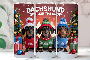 Dachshund Through The Snow Tumbler, a Background Photo by LamanAzalea