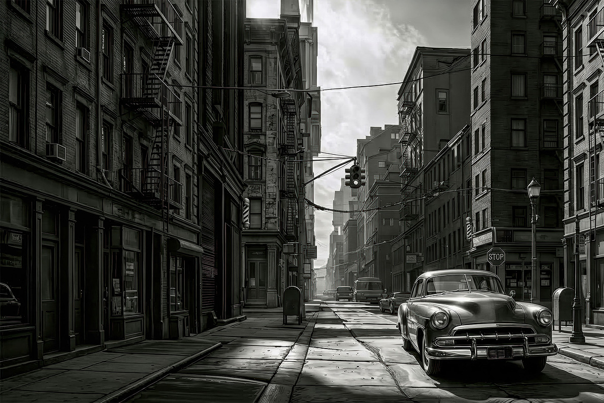 Vintage City Street, a Transportation Illustration by StockVerse Creative (Photo 2 of 4)