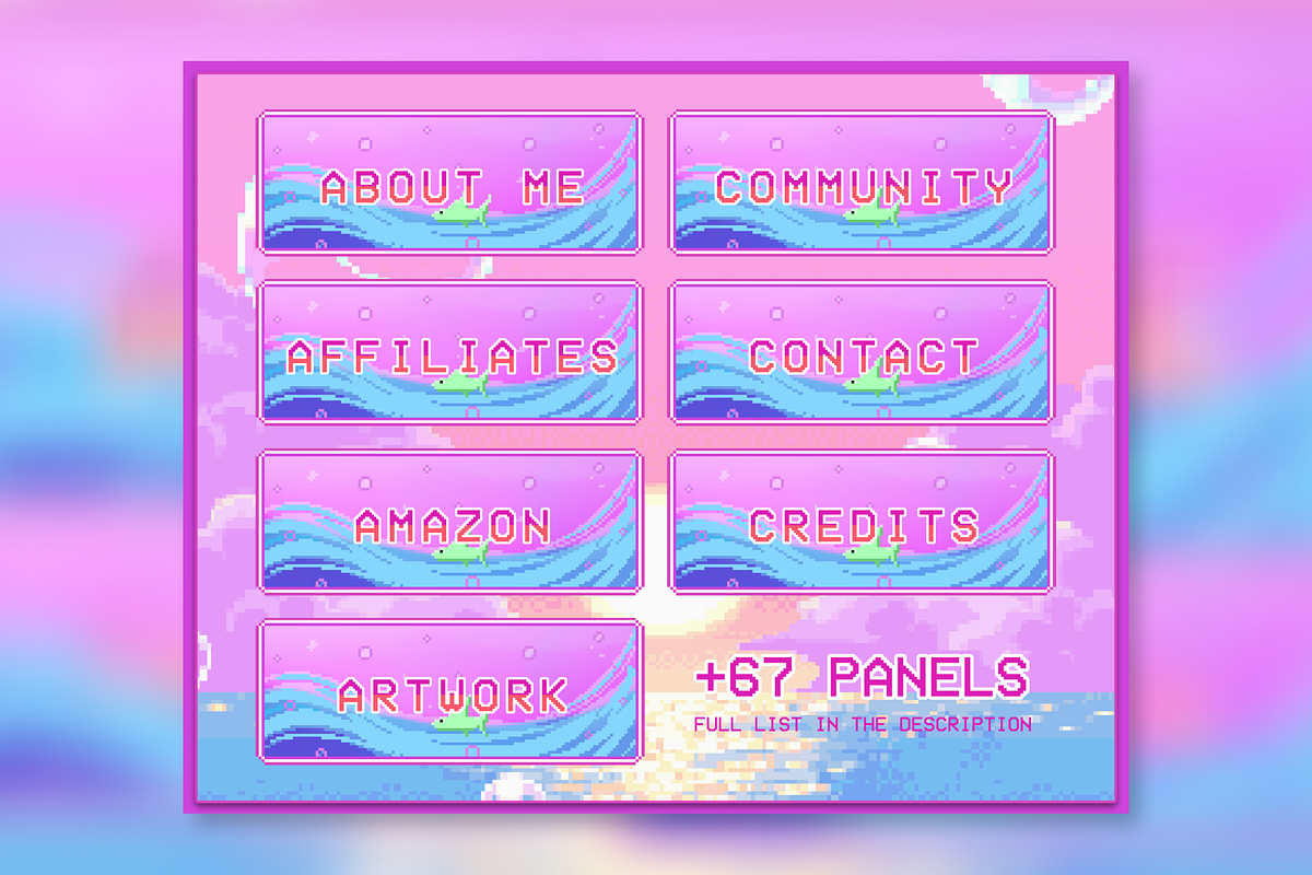 74x Ocean Pixel Panels for Twitch, an Illustration by Custom Fonts & Patterns (Photo 6 of 7)