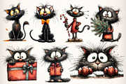 Quirky Christmas Black Cat Clipart, an Illustration by Dream Creation (Thumbnail 3 of 7)