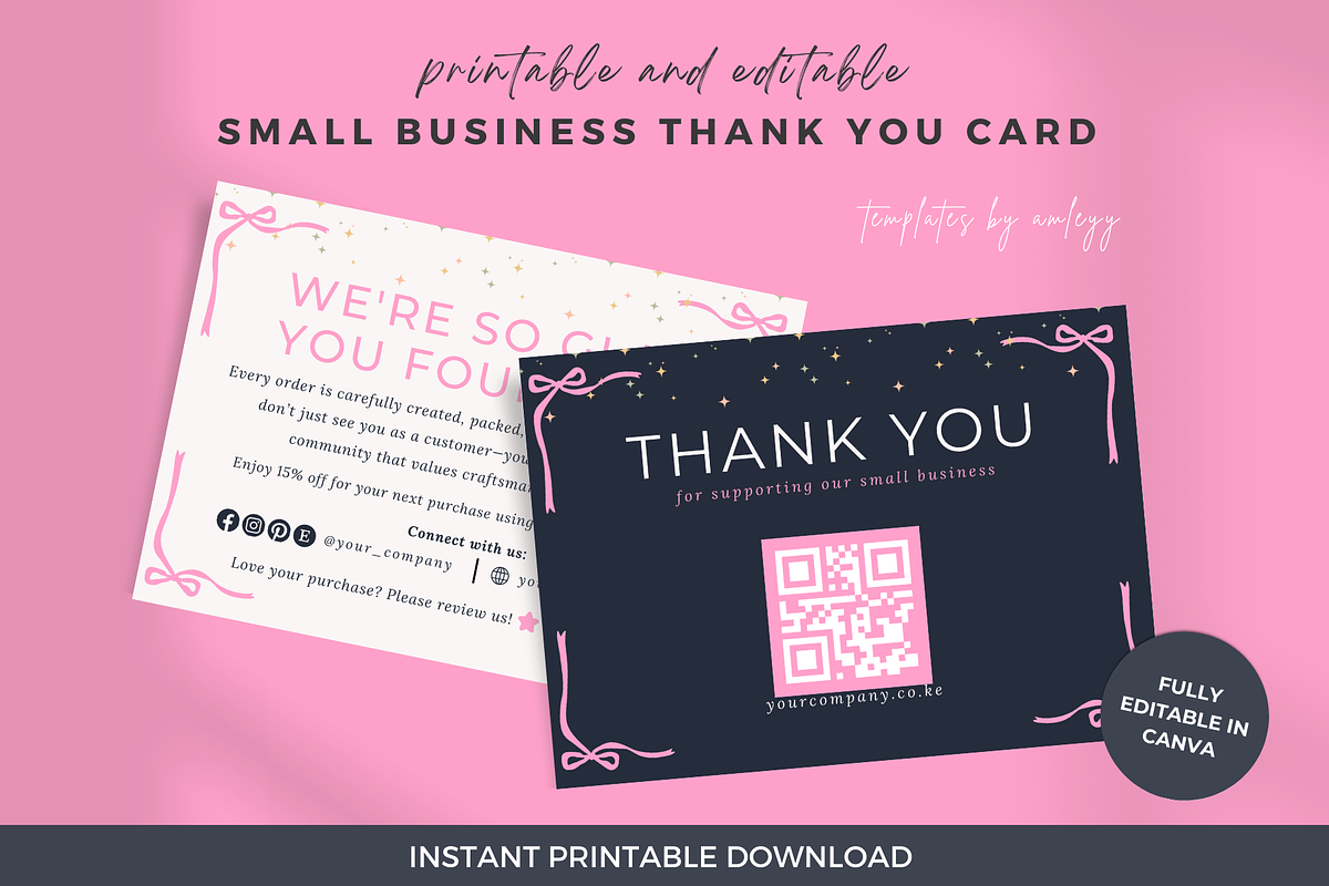 Thank You Card for Small Business, a Card Template by Elegant_Studio44 (Photo 2 of 5)