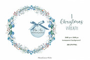 Christmas Watercolor Wreath Clipart, a Seasonal Illustration by MariaScaroniAtelier (Thumbnail 2 of 5)