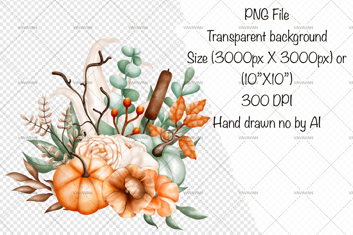 Autumn Pumpkin Watercolor Clipart, an Illustration by Vavavan Artwork (Photo 4 of 4)